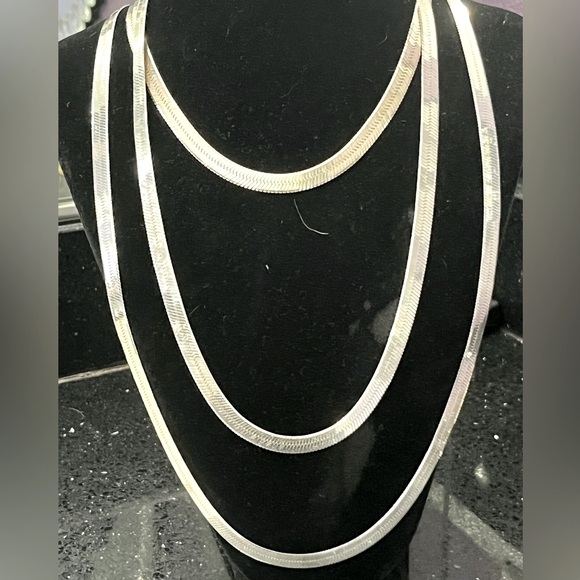 Diamond cut herringbone sterling silver necklace chain mens ladies statement QVC - Picture 3 of 3